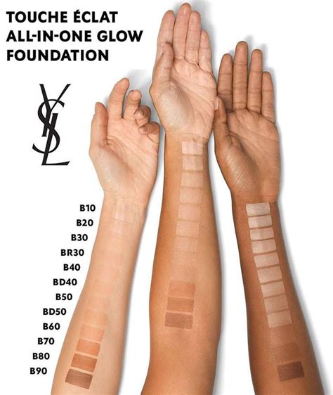 ysl teint touche eclat foundation shades|ysl touche eclat colour chart.